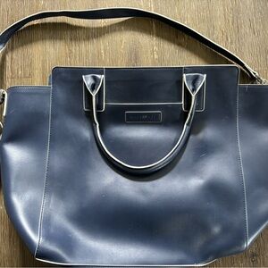 Navy Vera Leather Tote